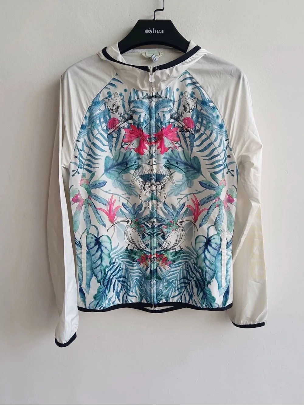 adidas White Jacket with Blue Accent Print